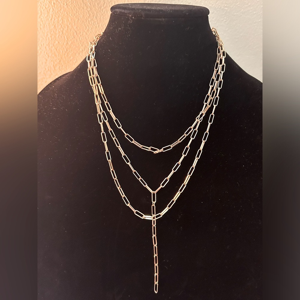 BaubleBar Gold Paper Clip Layered Necklace